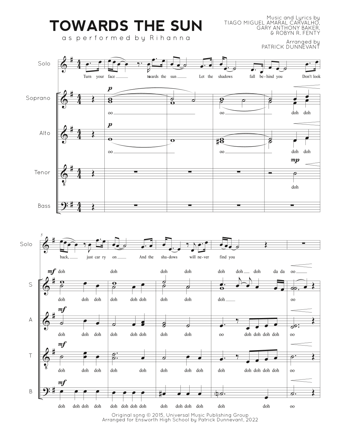 Towards The Sun (arr. Patrick Dunnevant)