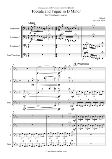 Toccata and Fugue in D Minor (Trombone Quartet) (arr. Nick Birch)