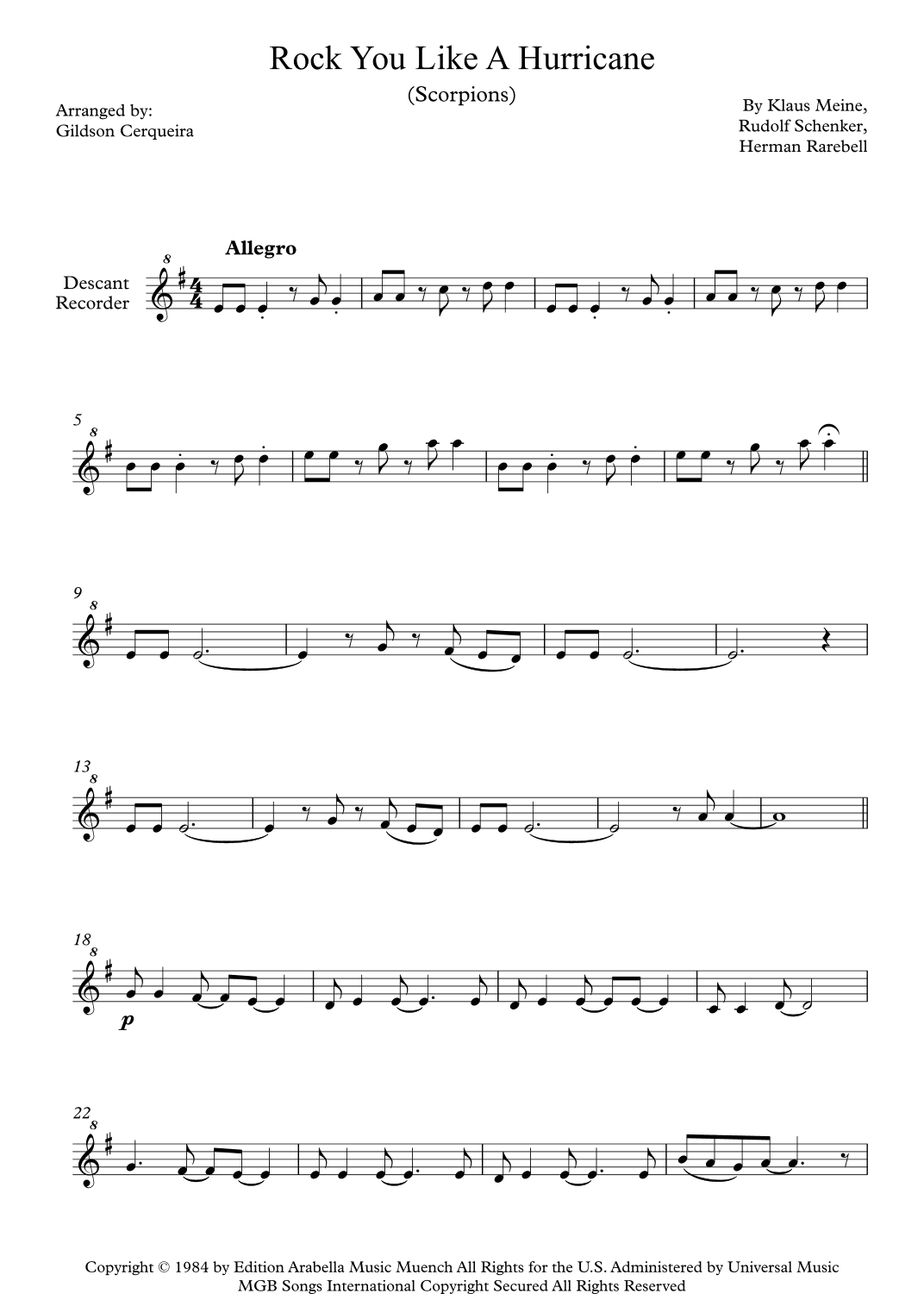 Rock You Like A Hurricane (arr. Gildson Cerqueira)