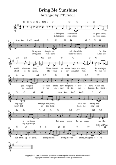Bring Me Sunshine (arr. F Turnbull)