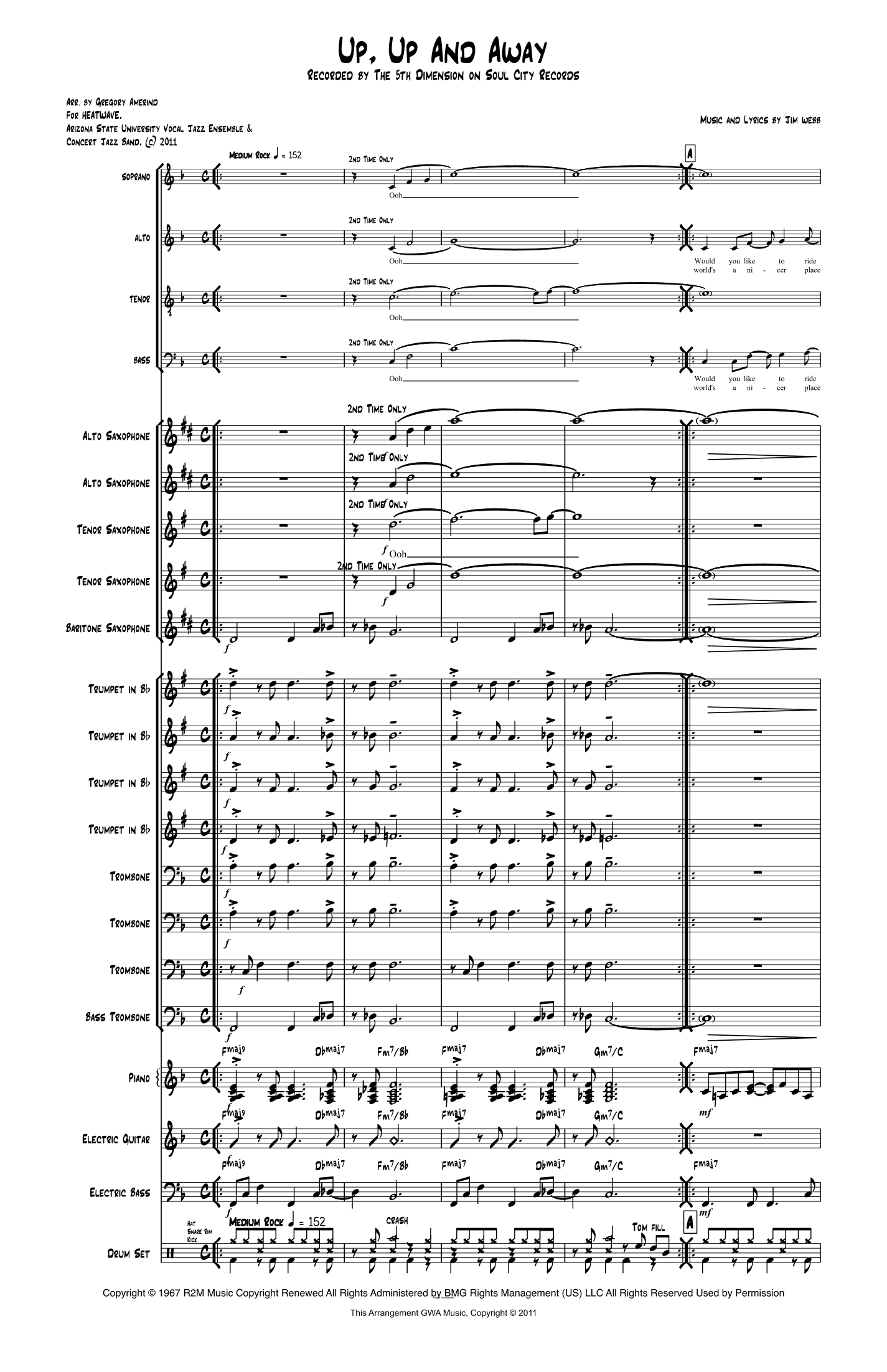 Up, Up And Away (arr. Gregory Amerind)