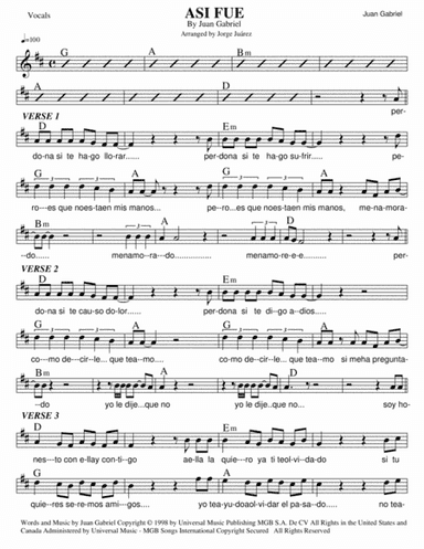Asi Fue (arr. Jorge Juárez)