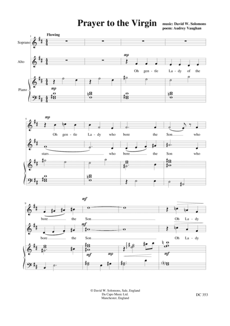 Prayer to the Virgin for soprano and alto and piano