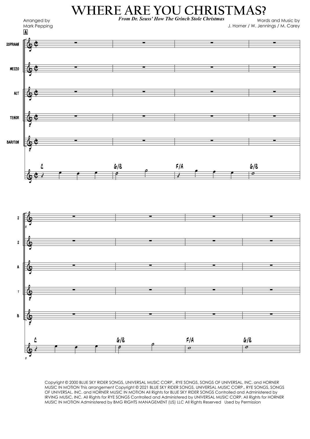 Where Are You Christmas? (arr. Mark Pepping)