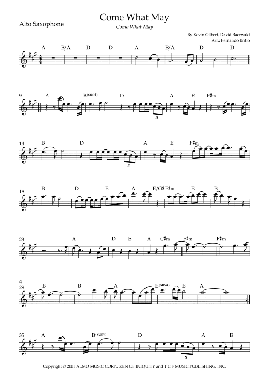 Come What May (arr. Fernando Britto)