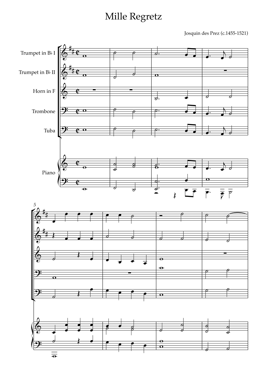 Mille Regretz (arr. Karen Gueiros)