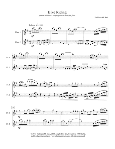Bike Riding (from Childhood: Six progressive duets for flute)