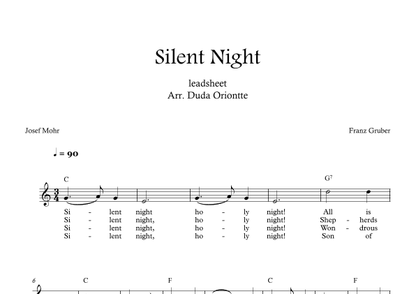 Silent Night (C major - leadsheet - with lyrics) (arr. Duda Oriontte)