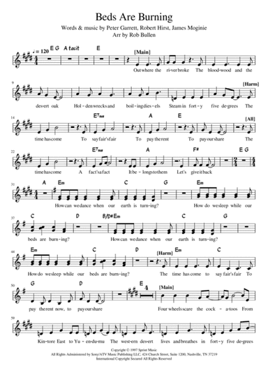 Beds Are Burning (arr. Rob Bullen)