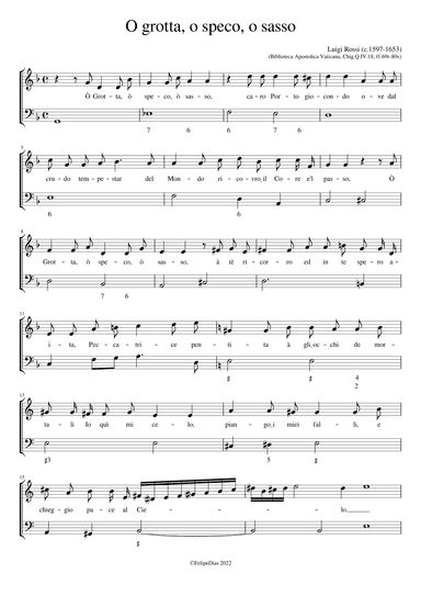 O grotta, o speco, o sasso (arr. Early Music Scores)