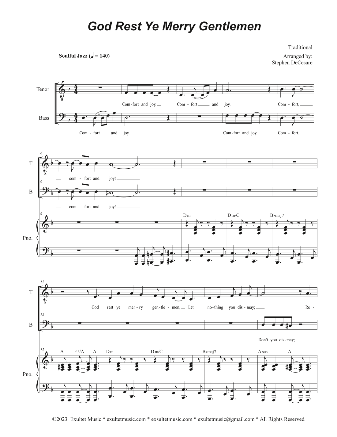 God Rest Ye Merry Gentlemen (2-part choir - (TB) (arr. Stephen DeCesare)
