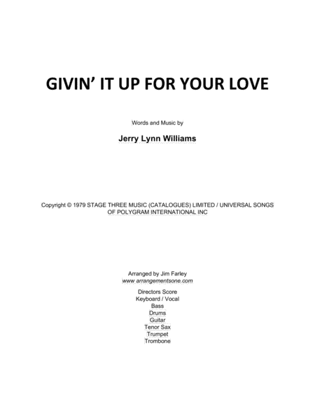 Givin' It Up For Your Love (arr. Jim Farley www.arrangementsone.com)