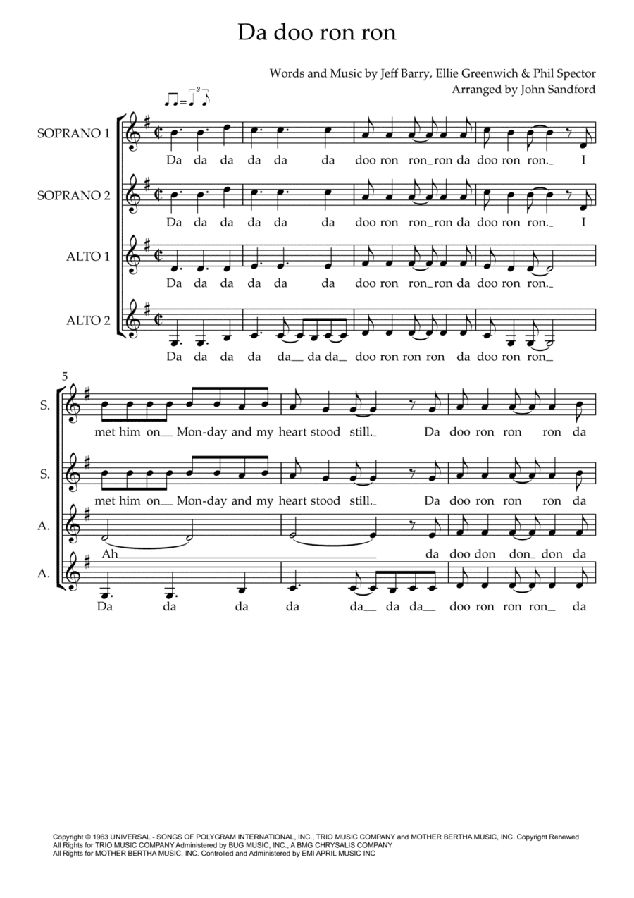 Da Doo Ron Ron (when He Walked Me Home) (arr. John Sandford)