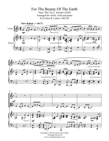 For The Beauty Of The Earth (arr. Evelyn Larter Music)