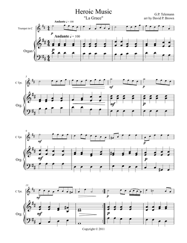 Heroic Music "La Grace" for Solo Trumpet and Organ (arr. David Brown)