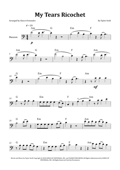 My Tears Ricochet (arr. Glauco Fernandes)
