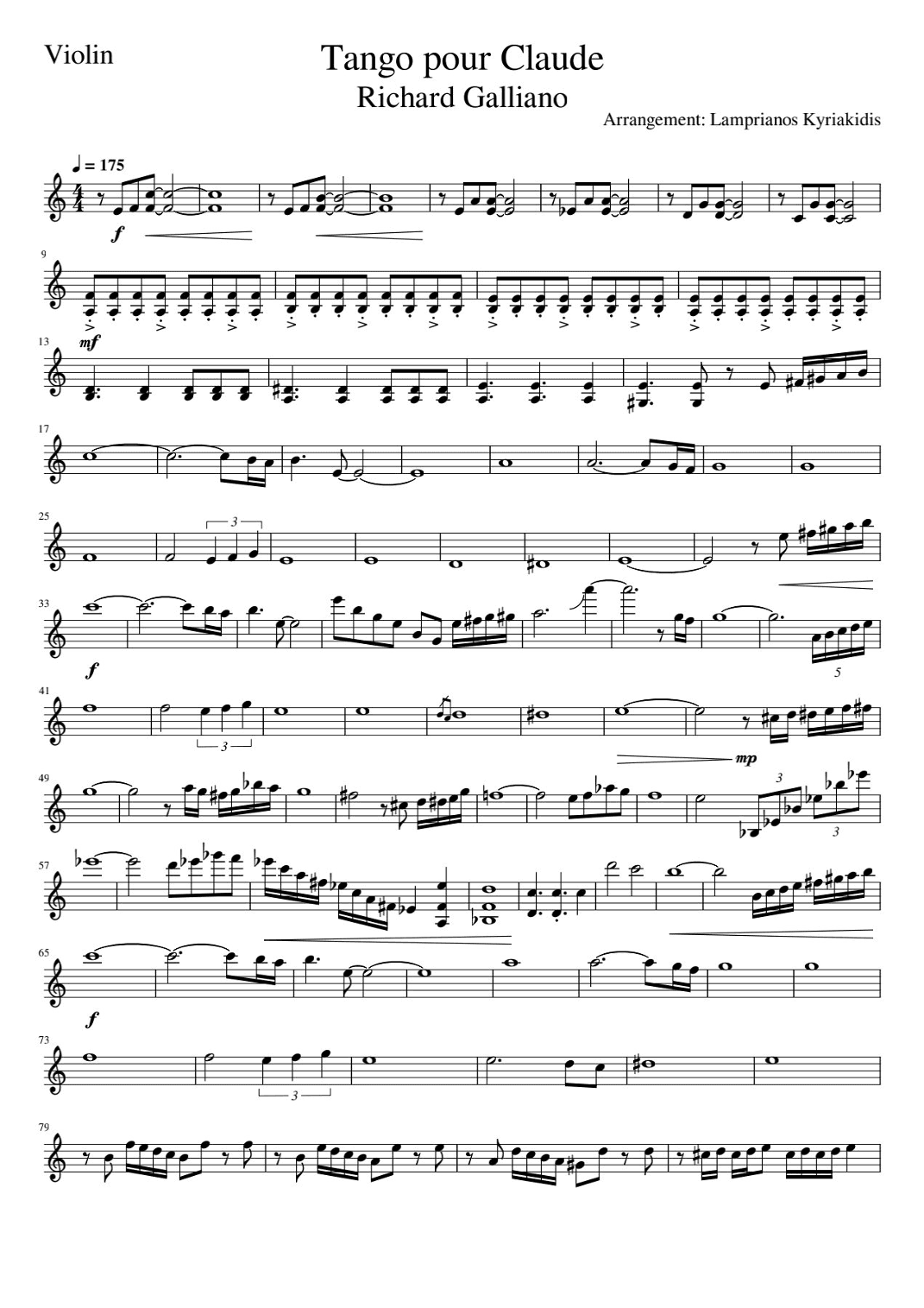 Tango Pour Claude (arr. Lamprianos Kyriakidis)