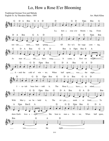 Lo, How a Rose E'er Blooming (arr. Mark Kline)