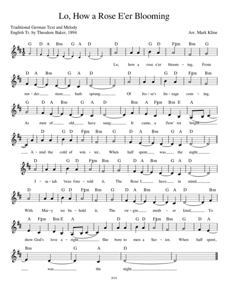 Lo, How a Rose E'er Blooming (arr. Mark Kline)