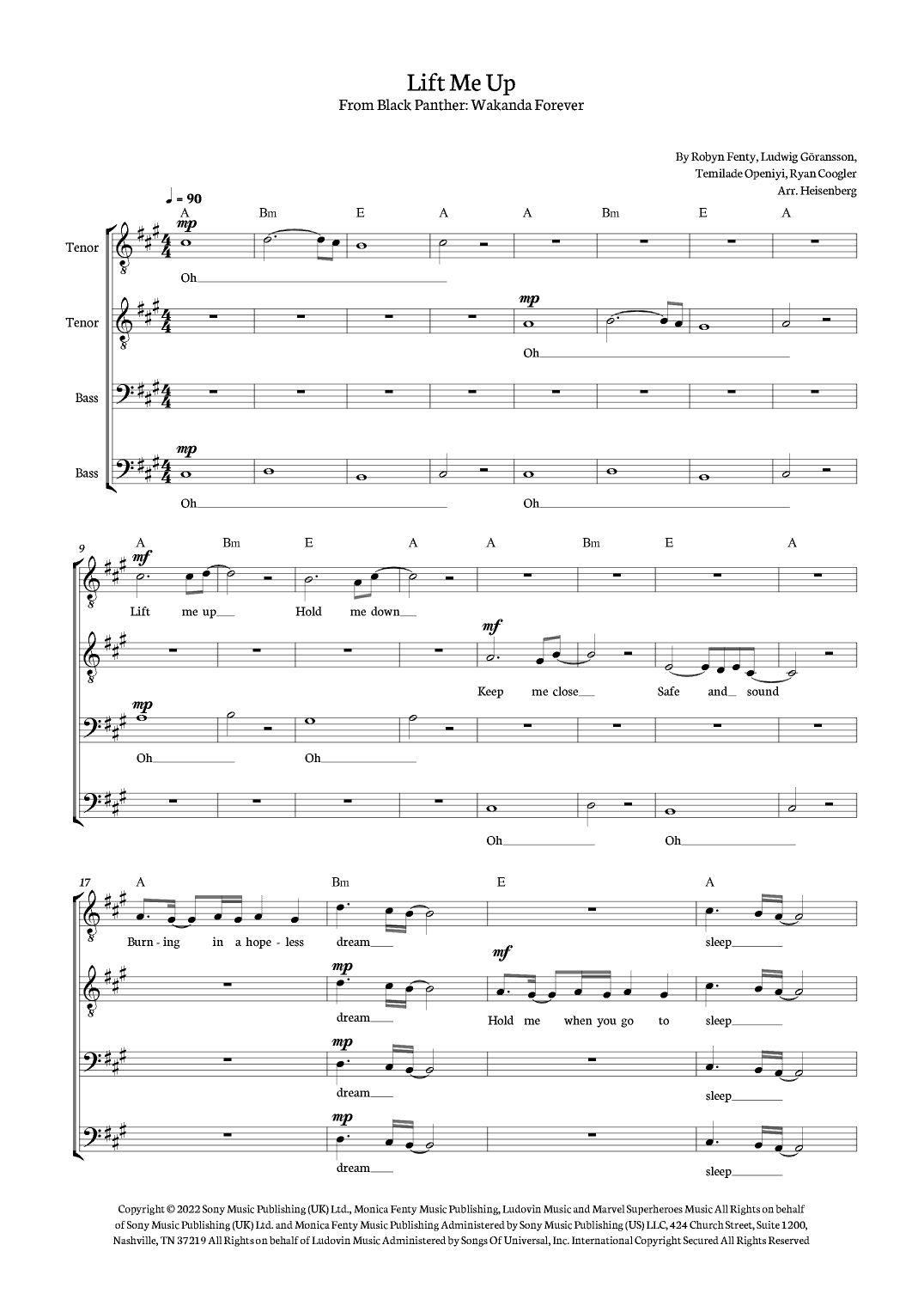 Lift Me Up (arr. Heisenberg)