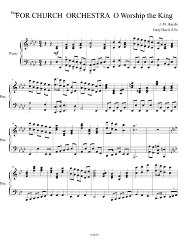 For Church Orchestra O Worship the King Piano (arr. Gary David Sills)