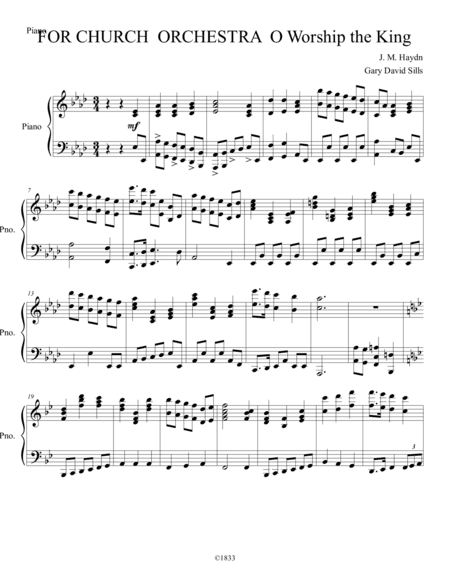 For Church Orchestra O Worship the King Piano (arr. Gary David Sills)