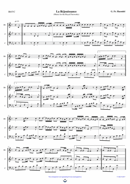 La Réjouissance (Music for the Royal Fireworks) (arr. Josef  STASTNY)