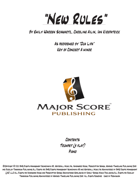 New Rules (arr. MAJOR SCORE PUBLISHING TM.)