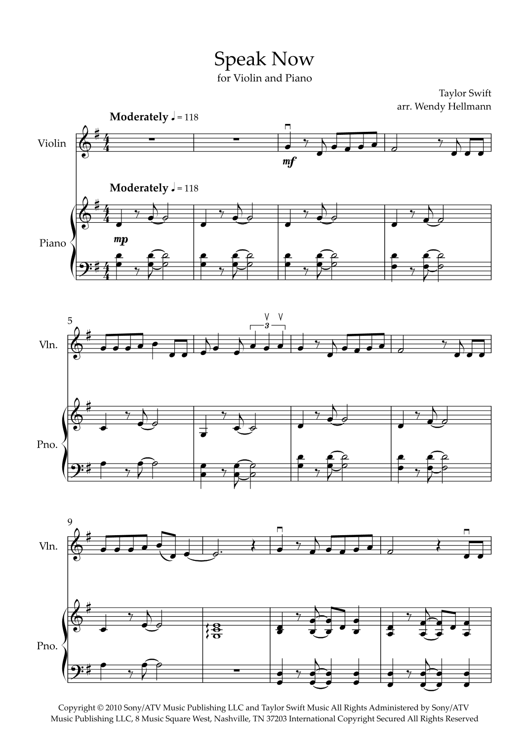 Speak Now (arr. Wendy Hellmann)