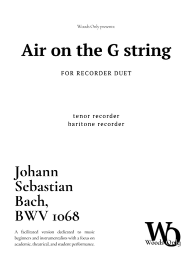 Air on the G String by Bach for Low-Recorder Duet (arr. Ander)