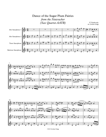 Dance of the Sugar Plum Fairies from the Nutcracker (Sax Quartet AATB) (arr. Jordan Grigg)