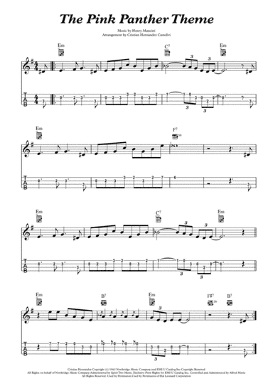 The Pink Panther from THE PINK PANTHER (arr. Cristian Hernandez Castellvi)
