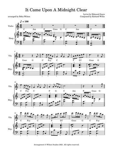 It Came Upon a Midnight Clear--violin/harp duet (arr. Beka Wilson)