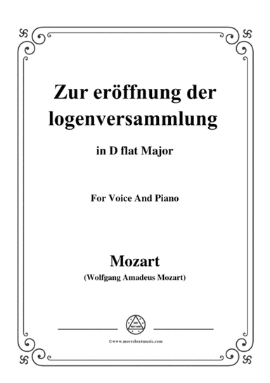 Mozart-Zur eröffnung der logenversammlung,in D flat Major,for Voice and Piano (arr. MSM)