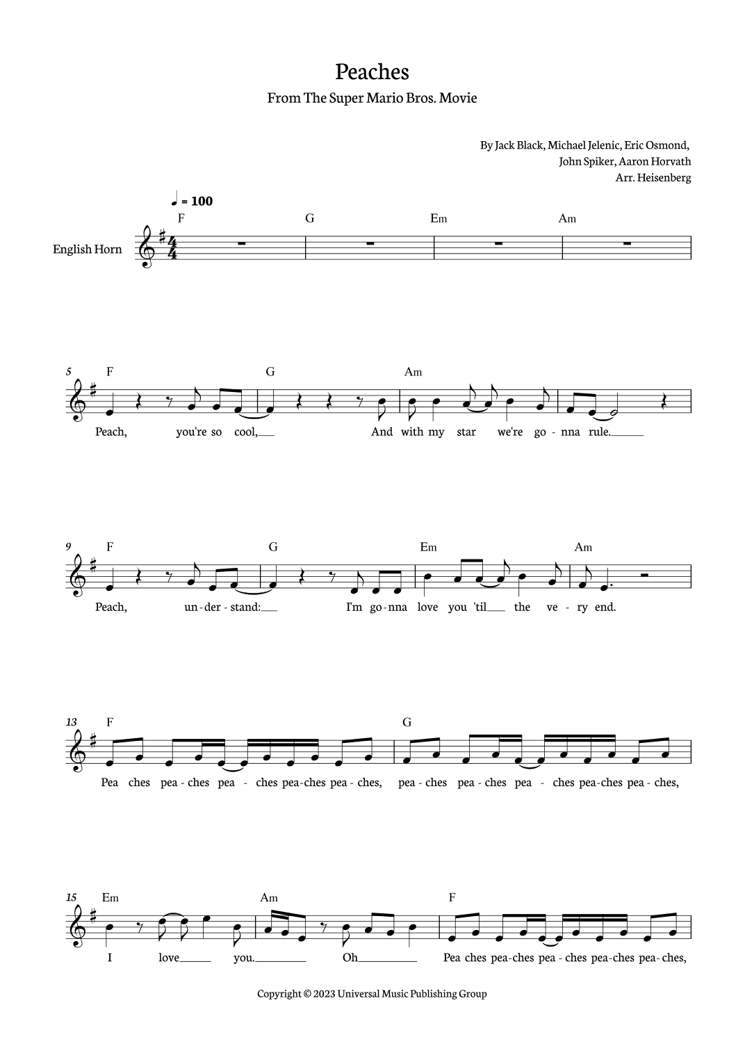 Peaches (arr. Heisenberg)