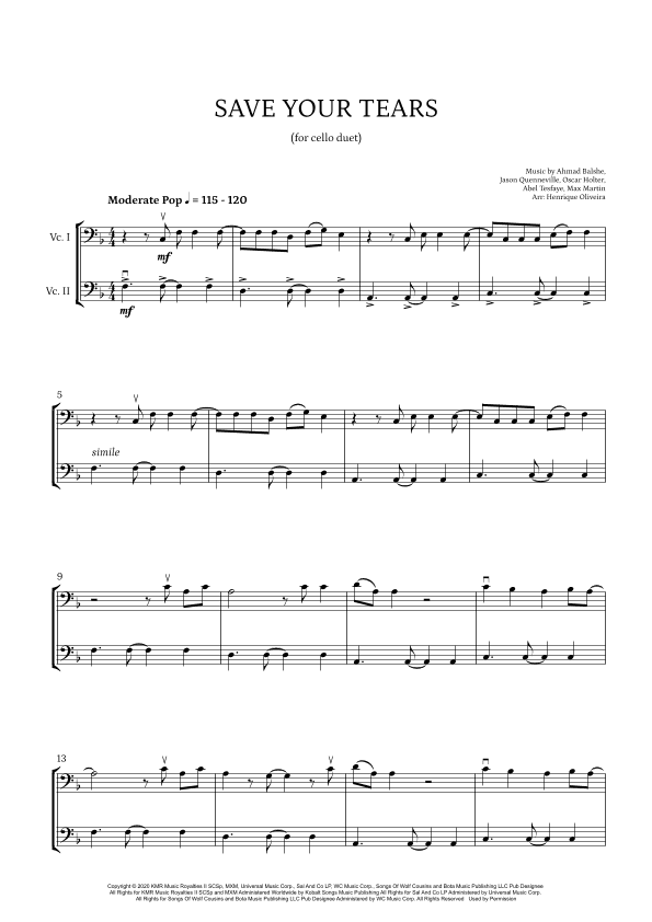 Save Your Tears (arr. Henrique Oliveira)