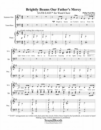 Brightly Beams Our Father's Mercy SATB Easy (arr. Jennette Jay Booth)