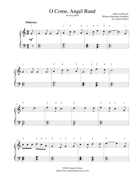 O Come, Angel Band (The Land of Beulah) - for easy piano (arr. Samuel Stokes)
