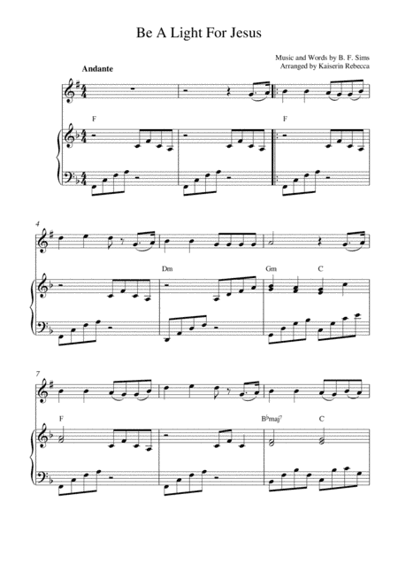 Be A Light For Jesus (arr. Kaiserin Rebecca)