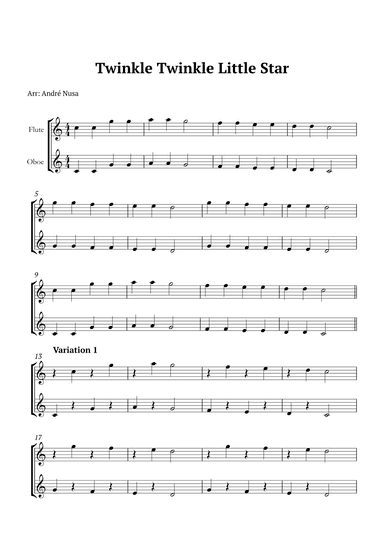 Twinkle Twinkle Little Star Variations (arr. André Nusa)