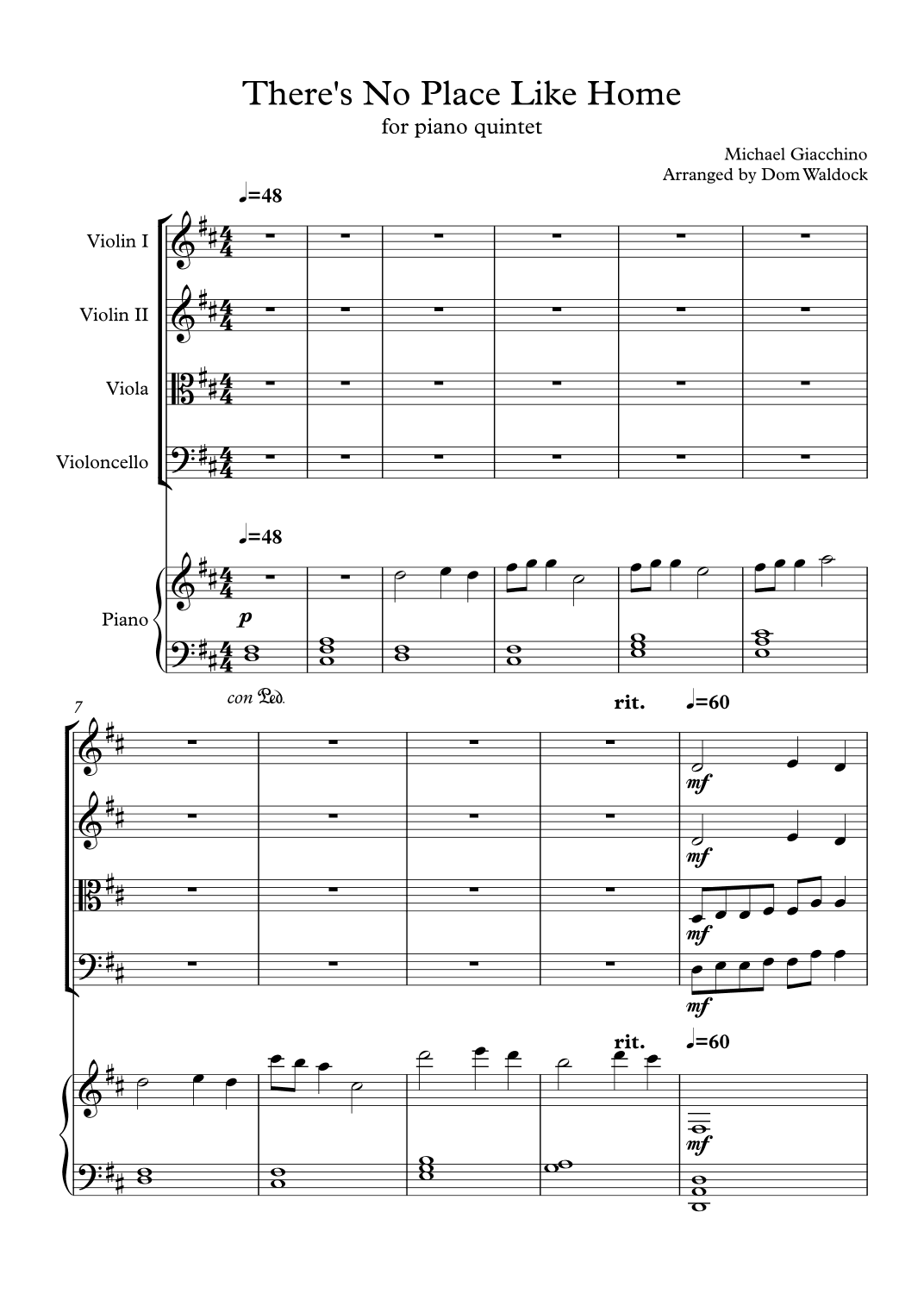 There's No Place Like Home (arr. Dom Waldock)