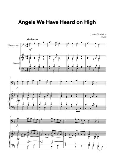 Angels we have heard on high (for Trombone and Piano) (arr. Cadenza Editions)