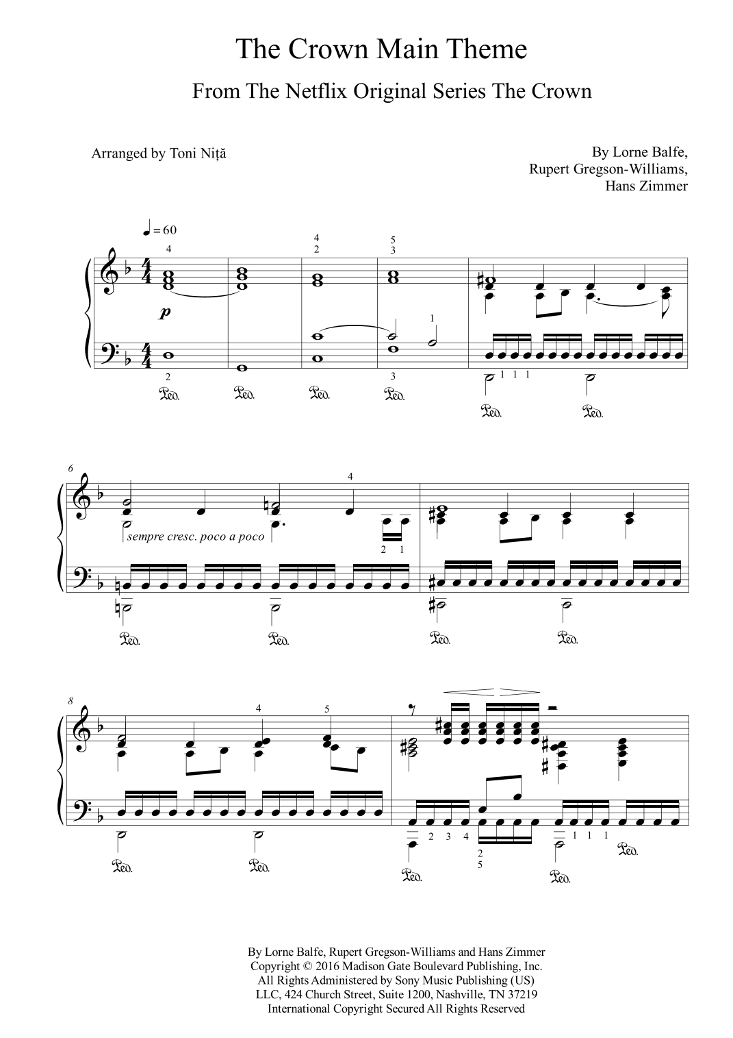 The Crown Main Theme (arr. Toni Nita)