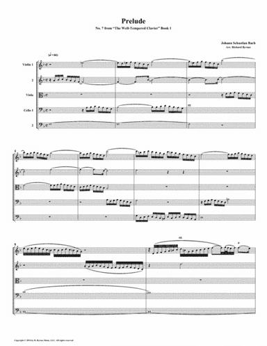 Prelude 07 from Well-Tempered Clavier, Book 1 (String Quintet) (arr. Richard Byrnes)