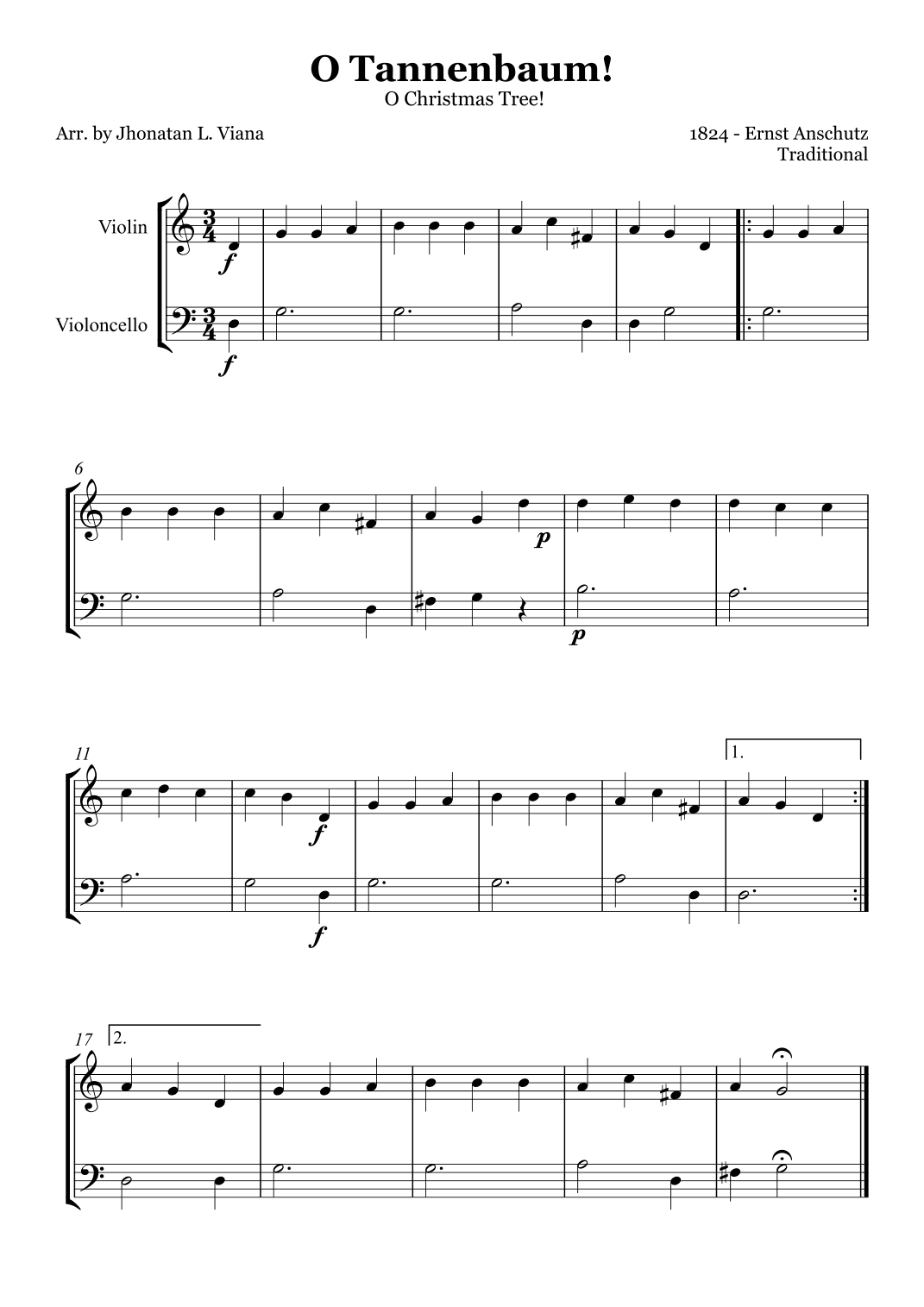 Oh! Tannenbaum! (Oh! Christmas Tree!) (arr. Jhonatan Lucio Viana)