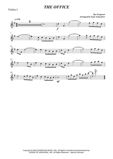 The Office - Theme - Score Only (arr. Isaac Gonçalves)