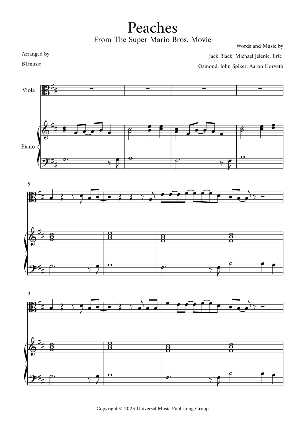 Peaches (arr. BTmusic)
