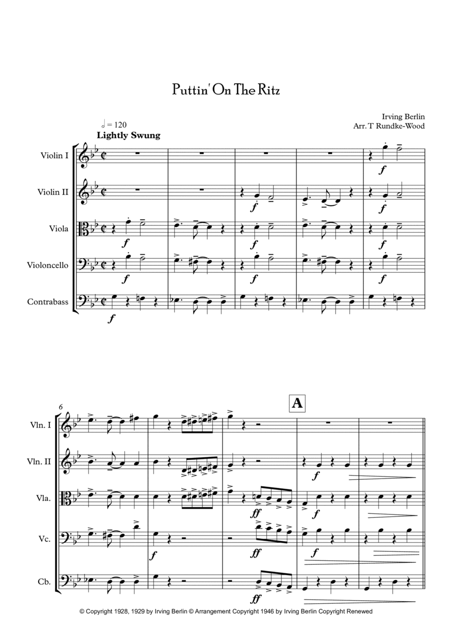 Puttin' On The Ritz (arr. Tom Rundle-Wood)
