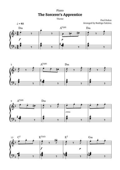 The Sorcerer's Apprentice theme (arr. Rodrigo Faleiros)