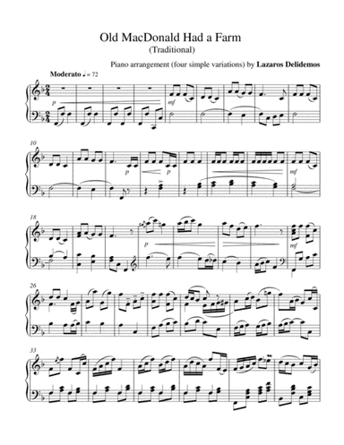 Old MacDonald Had A Farm (arr. Lazaros Delidemos)